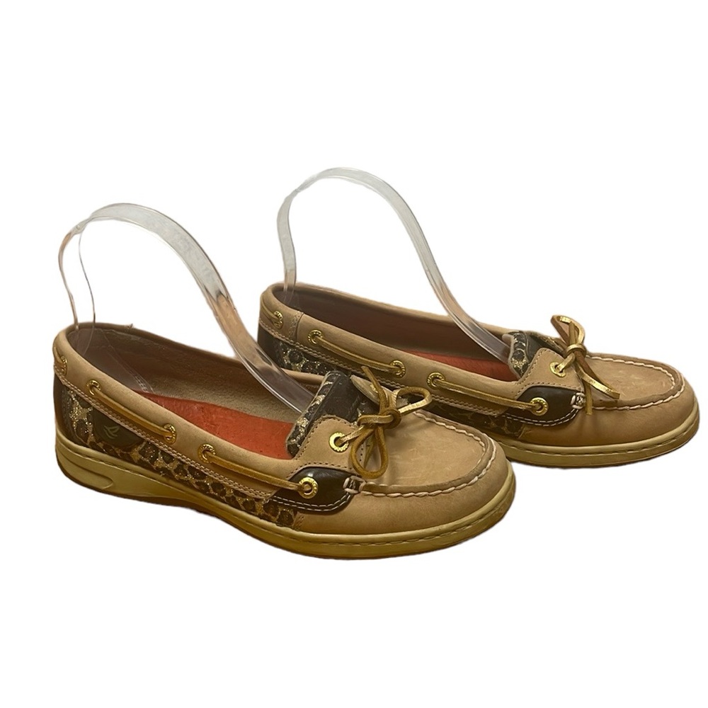 Sperry top sider glitter leopard metallic animal print leather boat shoes